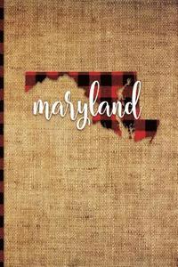 bokomslag Maryland: 6 X 9 108 Pages: Buffalo Plaid Maryland State Silhouette Hand Lettering Cursive Script Design on Soft Matte Cover Note