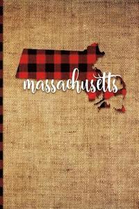 bokomslag Massachusetts: 6 X 9 108 Pages: Buffalo Plaid Massachusetts State Silhouette Hand Lettering Cursive Script Design on Soft Matte Cover