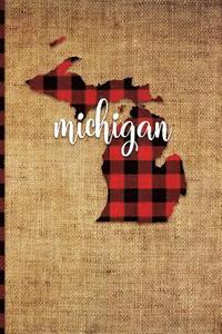 bokomslag Michigan: 6 X 9 108 Pages: Buffalo Plaid Michigan State Silhouette Hand Lettering Cursive Script Design on Soft Matte Cover Note