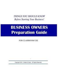 bokomslag Business Owners Preparation Guide: Things You Should Know Before Starting Your Business