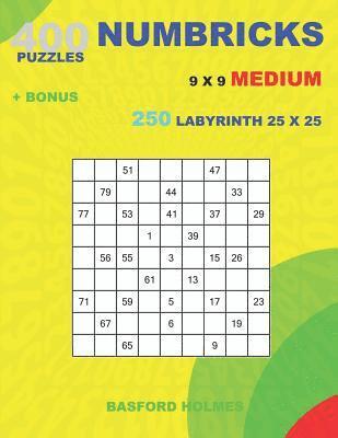 bokomslag 400 NUMBRICKS puzzles 9 x 9 MEDIUM + BONUS 250 LABYRINTH 25 x 25