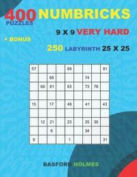 bokomslag 400 NUMBRICKS puzzles 9 x 9 VERY HARD + BONUS 250 LABYRINTH 25 x 25