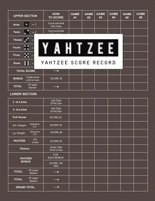 bokomslag Yahtzee Score Record: Yahtzee Games Record Score, Scoresheet Keeper Notebook, Yahtzee Score Sheet, Yahtzee Score Card, Write in the Player N