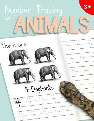 Number Tracing With Animals: Learn the Numbers - Number and Counting Practice Workbook for Children in Preschool and Kindergarten - Light Blue-Peac 1