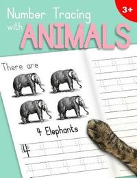 bokomslag Number Tracing With Animals: Learn the Numbers - Number and Counting Practice Workbook for Children in Preschool and Kindergarten - MintPink Cover