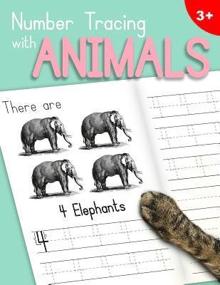 Number Tracing With Animals: Learn the Numbers - Number and Counting Practice Workbook for Children in Preschool and Kindergarten - MintPink Cover 1