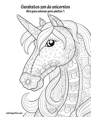 bokomslag Garabatos zen de unicornios libro para colorear para adultos 1