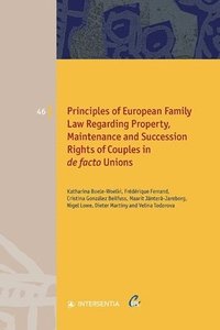 bokomslag Principles of European Family Law Regarding Property, Maintenance and Succession Rights of Couples in de facto Unions
