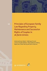 bokomslag Principles of European Family Law Regarding Property, Maintenance and Succession Rights of Couples in de facto Unions