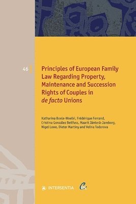 bokomslag Principles of European Family Law Regarding Property, Maintenance and Succession Rights of Couples in de facto Unions