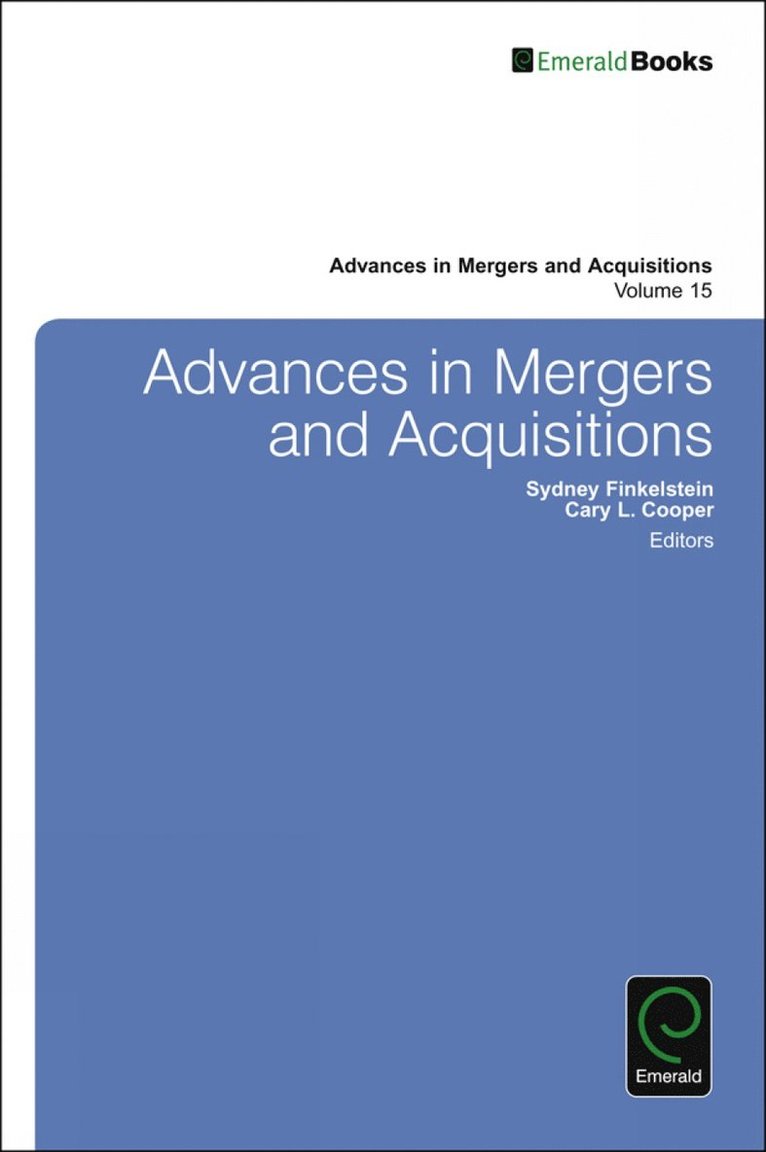 Cary L. Cooper, Sydney Finkelstein, UK) Cooper, Cary L. (Manchester Business School, USA) Finkelstein, Sydney (Dartmouth College - Advances in Mergers and Acquisitions, Inbunden