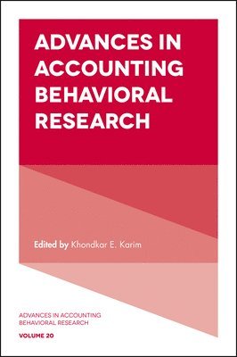 bokomslag Advances in Accounting Behavioral Research