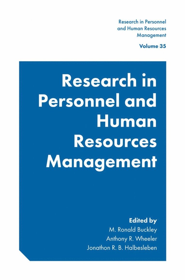 M. Ronald Buckley, Anthony R. Wheeler, Jonathon R. B. Halbesleben - Research in Personnel and Human Resources Management, Inbunden