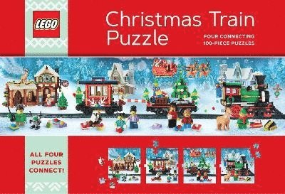 Lego Christmas Train Puzzle: Four Connecting 100-Piece Puzzles 1