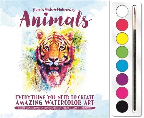 Animals: Watercolor Paint Set: Set Includes 8 Watercolor Paints and Paintbrush Plus 25 Beautiful Scenes to Paint 1