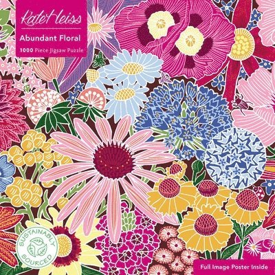 Adult Sustainable Jigsaw Puzzle Kate Heiss: Abundant Floral: 1000-Pieces. Ethical, Sustainable, Earth-Friendly 1