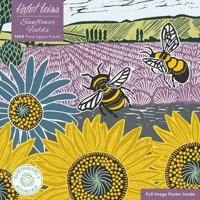 Adult Sustainable Jigsaw Puzzle Kate Heiss: Sunflower Fields 1