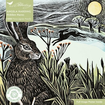 Adult Sustainable Jigsaw Puzzle Angela Harding: Hidden Hares: 1000-Pieces. Ethical, Sustainable, Earth-Friendly 1
