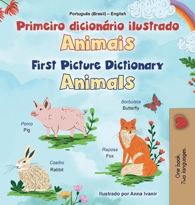 Kidkiddos Books - First Picture Dictionary - Animals (Portuguese Brazilian English Bilingual Children's Book), Inbunden