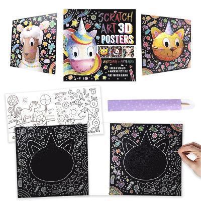 Igloo Books Ltd - Scratch Art 3D Posters: Unicorn & Friends, Häftad