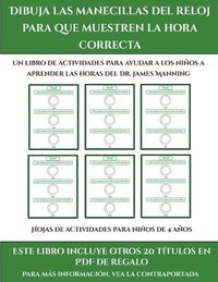 bokomslag Hojas de actividades para ninos de 4 anos (Dibuja las manecillas del reloj para que muestren la hora correcta)