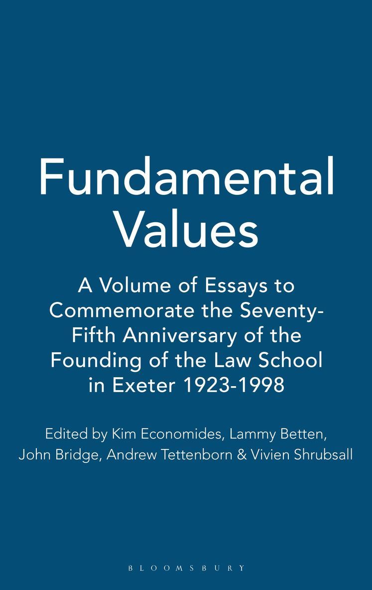 Kim Economides, Lammy Betten, John Bridge, Andrew Tettenborn, Vivien Shrubsall, UK) Tettenborn, Andrew (Swansea University - Fundamental Values, Inbunden