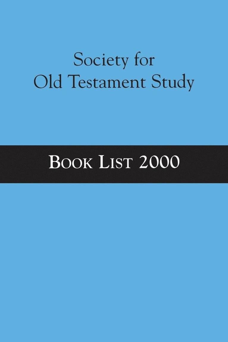 Society for Old Testament Study Book List 2000 1