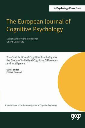 Cesare Cornoldi - Contribution of Cognitive Psychology to the Study of Individual Cognitive Differences and Intelligence, Inbunden