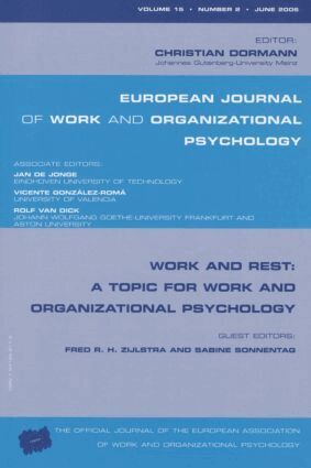 Dormann Christian - Work and Rest: A Topic for Work and Organizational Psychology, Häftad