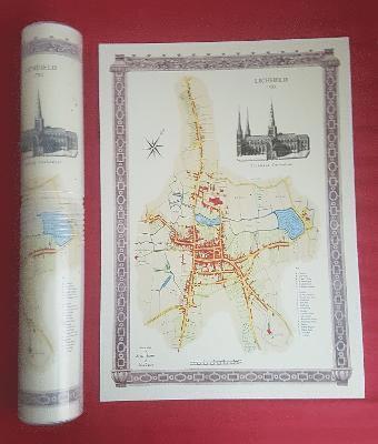 Lichfield 1781 - Old Map Supplied Rolled in a Clear Two Part Screw Presentation Tube - Print Size 45cm x 32cm 1