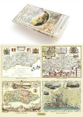 A County of Sussex 1611  1836  Fold Up Map that features a collection of Four Historic Maps, John Speeds County Map 1611, Johan Blaeus County Map of 1648, Thomas Moules County Map of 1836 1