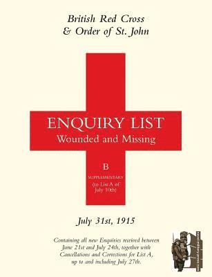 bokomslag British Red Cross and Order of St John Enquiry List for Wounded and Missing