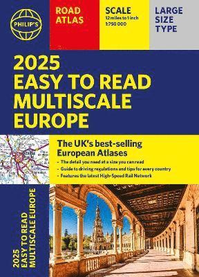 2025 Philip's Easy to Read Multiscale Road Atlas of Europe 1