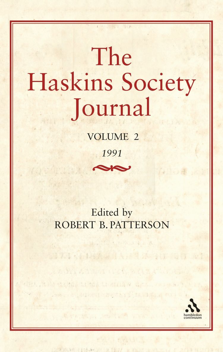 Robert Patterson - Haskins Society Journal Studies in Medieval History, Inbunden