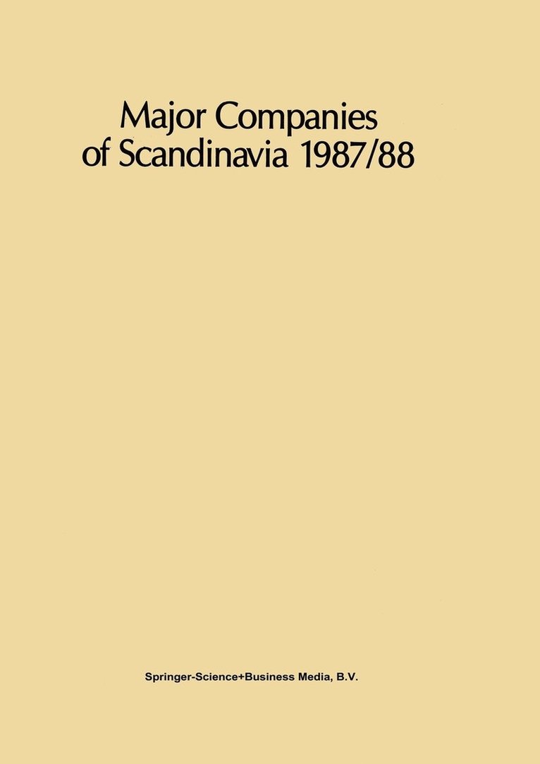 Major Companies of Scandinavia 1987/88 1