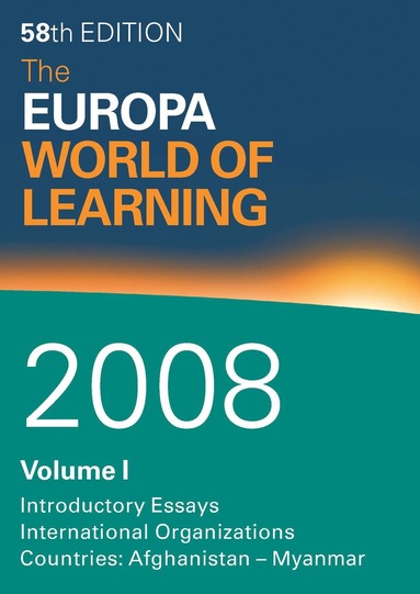 bokomslag Europa World of Learning 2008 Volume 1