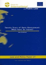 Two Decades of Open Government - What Have We Learnt? 1