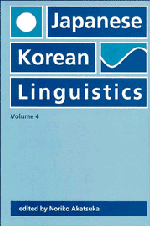 Japanese/Korean Linguistics: Volume 4 1