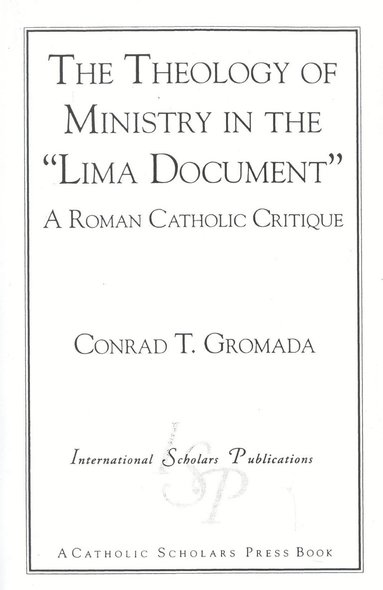 bokomslag Theology of Ministry in the 'Lima Document'