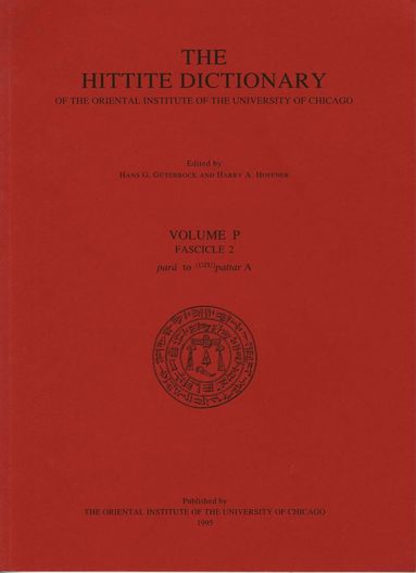 bokomslag Hittite Dictionary of the Oriental Institute of the University of Chicago Volume P, fascicle 2 (para- to pattar)