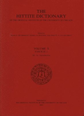 bokomslag Hittite Dictionary of the Oriental Institute of the University of Chicago Volume S, fascicle 1 (sa- to saptamenzu)