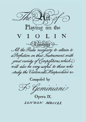 bokomslag The Art of Playing the Violin. [Facsimile of 1751 Edition].