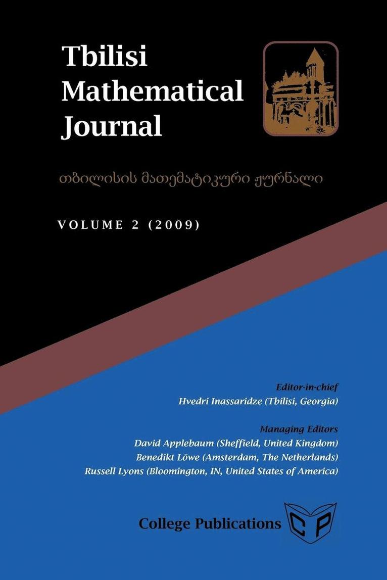 Tbilisi Mathematical Journal Volume 2 (2009) 1