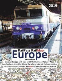 bokomslag RailPass RailMap Europe 2019: Discover Europe with Icon and Info illustrated Railway Atlas specifically designed for global Eurail and Interrail Rai