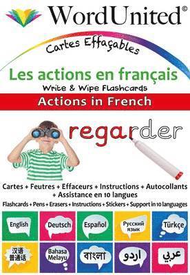 Actions in French - Write & Wipe Flashcards with Multilingual Support 1