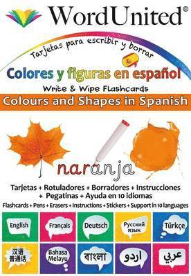 Colours and Shapes in Spanish - Write & Wipe Flashcards with Multilingual Support (European Spanish) 1