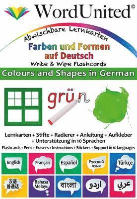 Colours and Shapes in German - Write & Wipe Flashcards with Multilingual Support 1