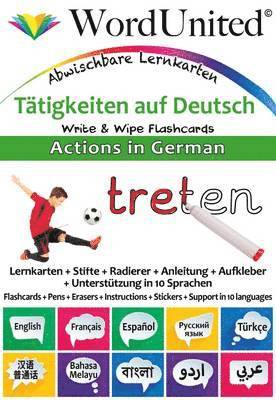 Actions in German - Write & Wipe Flashcards with Multilingual Support 1