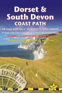 bokomslag Dorset and South Devon Coast Path - guide and maps to 48 towns and villages with large-scale walking maps (1:20 000)