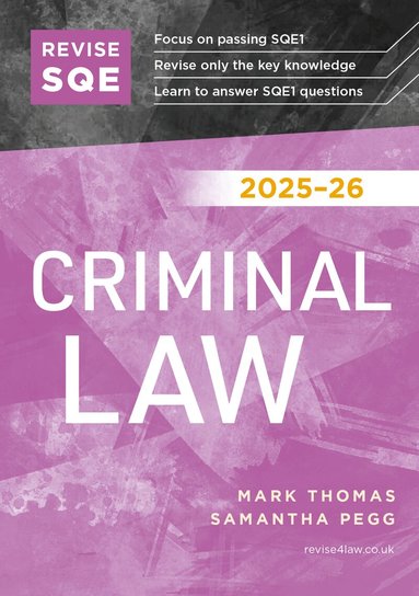 Mark Thomas, Samantha Pegg - Revise SQE Criminal Law 2025/26, Häftad